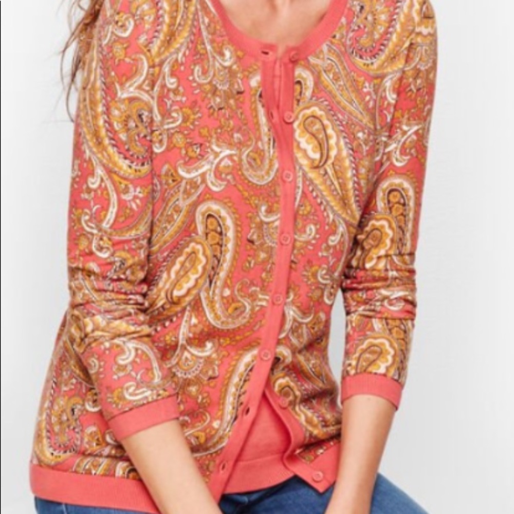 Talbots English paisley cardigan